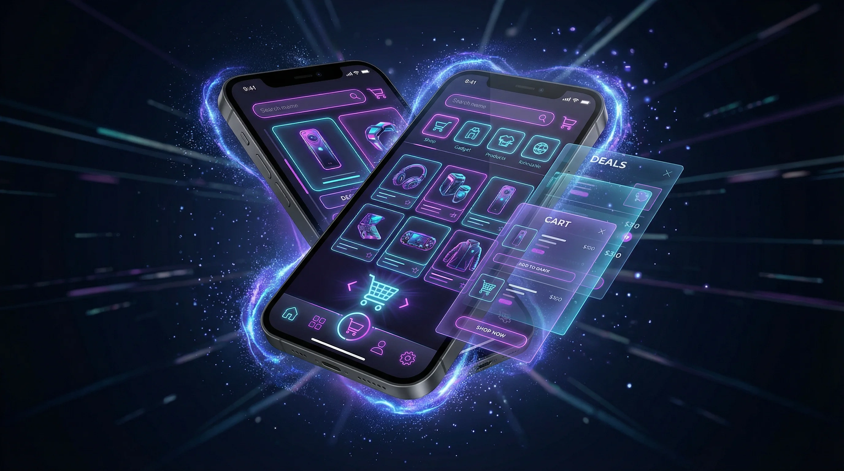 草榴影视 - 草榴为你的每一次心动助力：发现并拥有最值得收藏的明星好物。APP界面展示 - 赛博朋克风格移动端购物体验